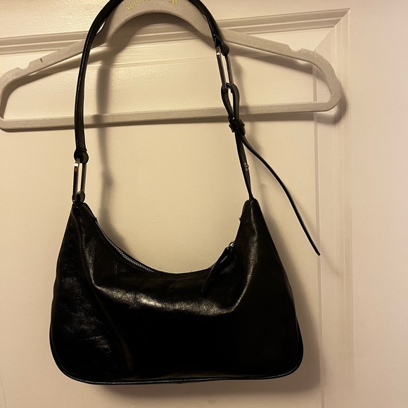 Zara Leather Sleek Black Shoulder Bag - Picture 1 of 8